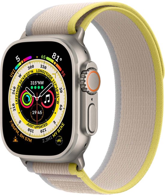 Apple Watch Ultra Trail bandje 49mm Geel Beige Medium Large bol