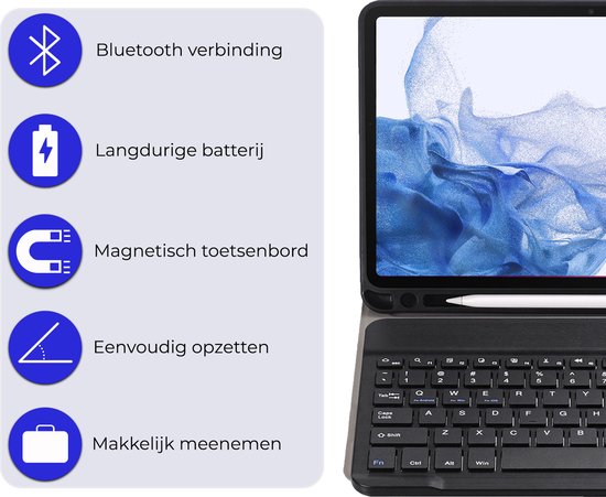 Étui pour clavier Samsung Galaxy Tab S10 Plus - Étui pour clavier avec protection d'écran - Étui pour clavier Samsung Tab S10 Plus - Zwart