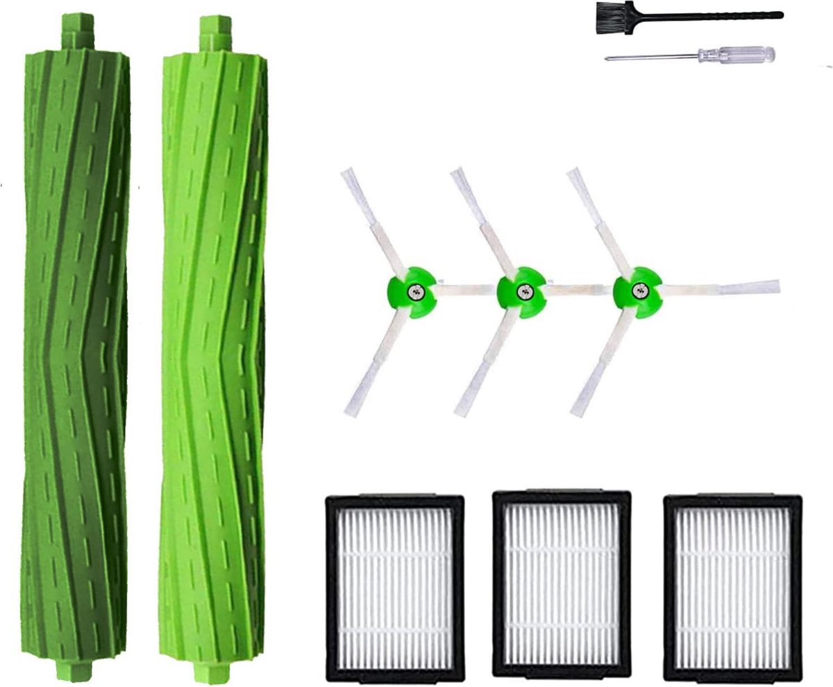 Vervangende onderdelen accessoires geschikt voor iRobot Roomba i7 i6 i8 i3 i4 i1 e5 e6 I E J-serie stofzuiger bevat 1 multi-oppervlak rubberen borstel en 3 pack filter, 3 zijborstels