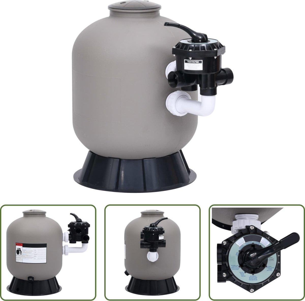The Living Store Zandfilter – Zwembadfilter 485×700 mm – Grijs