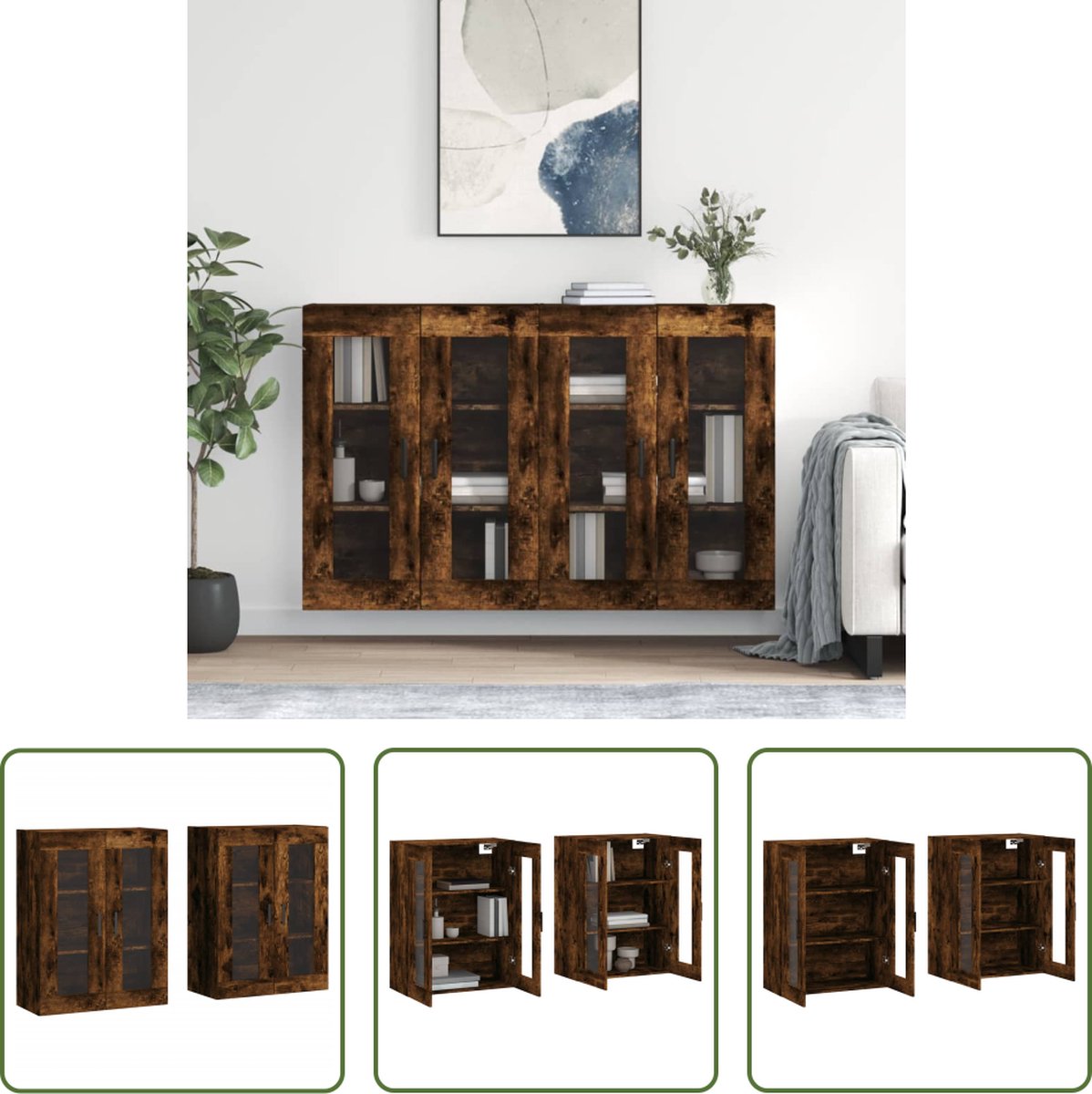 vidaXL Dressoir 34,5x34x90 cm bewerkt hout bruin eikenkleur, kast, opbergkast, zijkast, wandkast, bijzetkast, wand kast, kastje, woonkamerdressoir