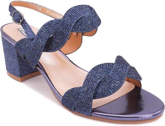 Sandalen lage hak dames Elegante schoenen met strass Blauw