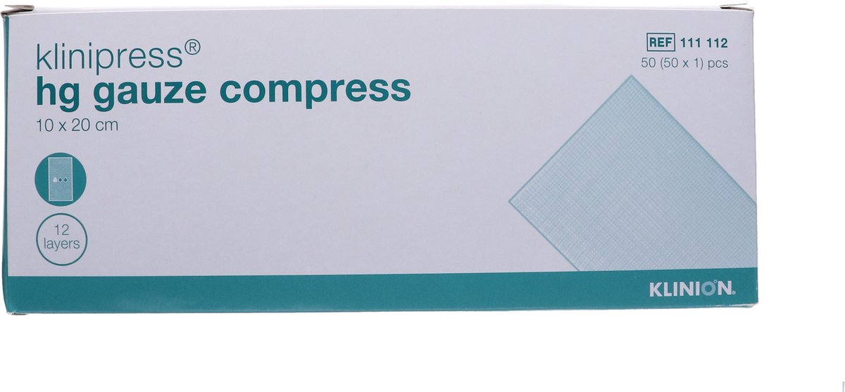 Goedkoopste Klinion hg gaaskompres, steriel, 10 x 20cm, 50 stuks