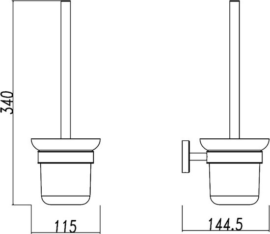 MSV Toiletborstel in houder/wc-borstel - metaal - zwart - 38 cm | Leen