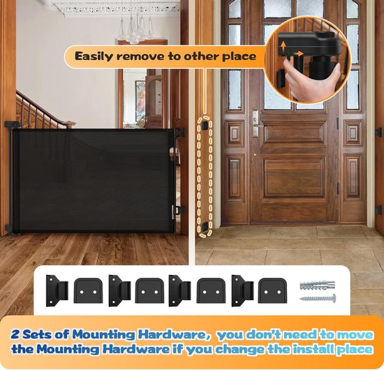 The Fellie Retractable Stair Gate, 300cm Extra Wide Stair Gates for Dogs, One Hand Operation, Adjustable Length, 86cm High Baby Fence Safety Fence for Dogs, Hallways/Indoor/Outdoor The Fellie Retractable Stair Gate, 300cm Extra Wide Stair Gates for Dogs, One Hand Operation, Adjustable Length, 86cm High Baby Fence Safety Fence for Dogs, Hallways/Indoor/Outdoor