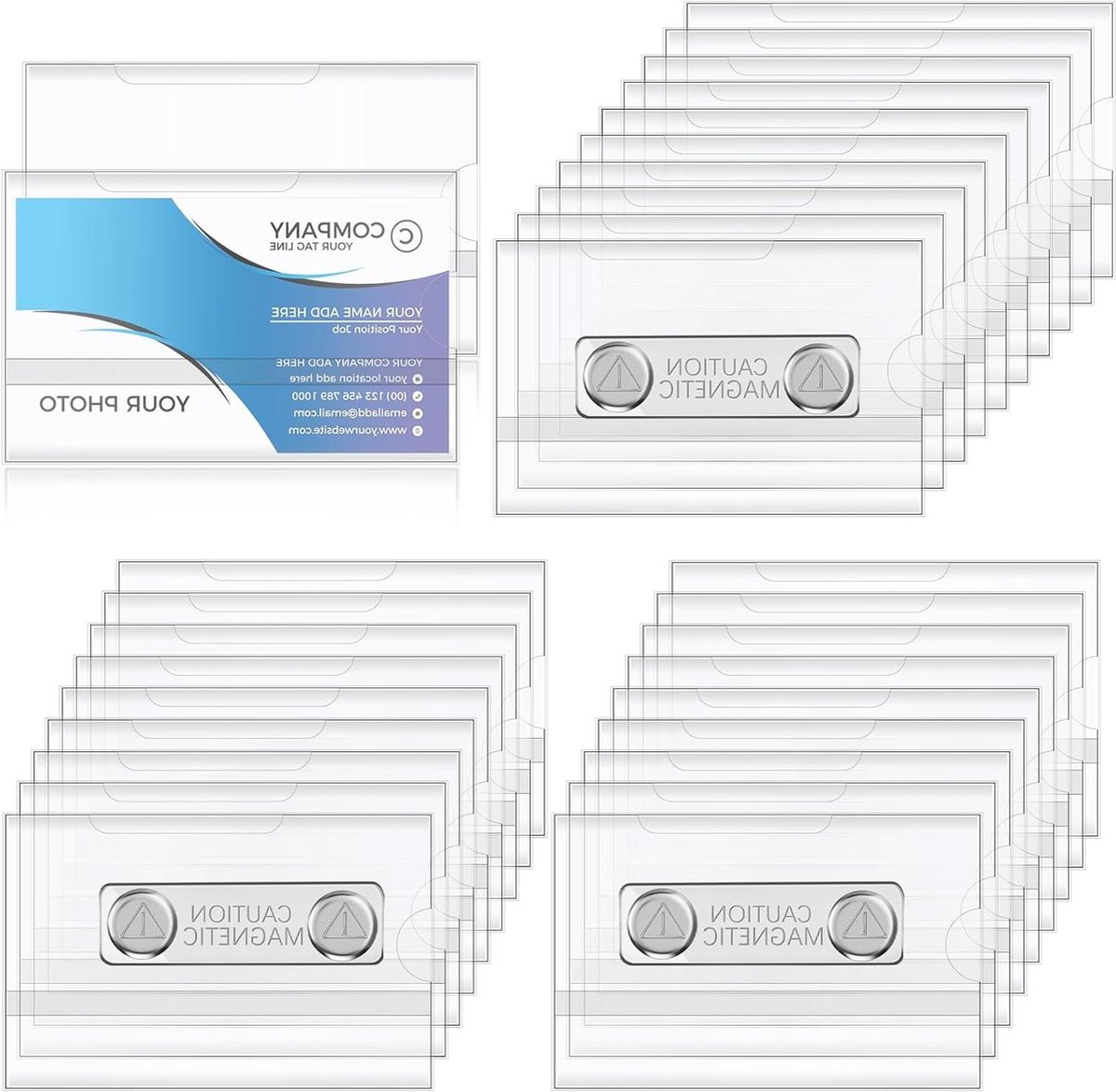 Magnetische naambadgehouder met identificatiekaarthouder - 30 stuks - voor scholen en conferenties