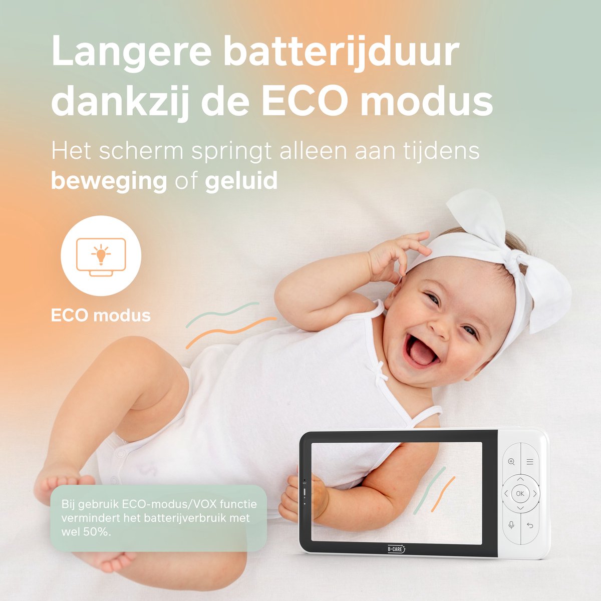 Afbeelding 3 van B-Care Moon Wifi Connected - Babyfoon Met Wifi En App - Babyfoon Met Camera - 5.0 Inch HD Baby Monitor - Uitbreidbaar Tot 2 Camera's