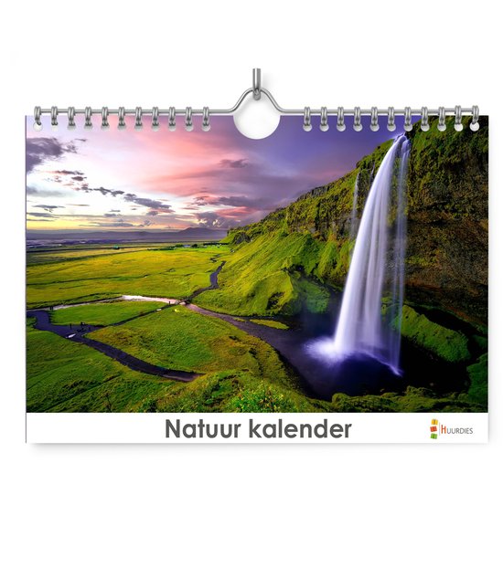 Huurdies - Natuur Kalender - A4 - verjaardagskalender - 29.7x21cm - 300G glimmend papier - Dubbelzijdig - Spiraalgebonden - ophanghaakje