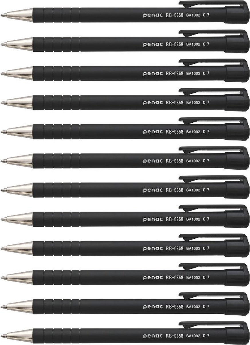 Penac Balpen - RB-085 - 12-pack - Zwart - 0.7mm - Zwarte inkt