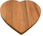 Dessous de verre en bois d'acacia en forme de coeur 18 x 17 x 1,3 cm