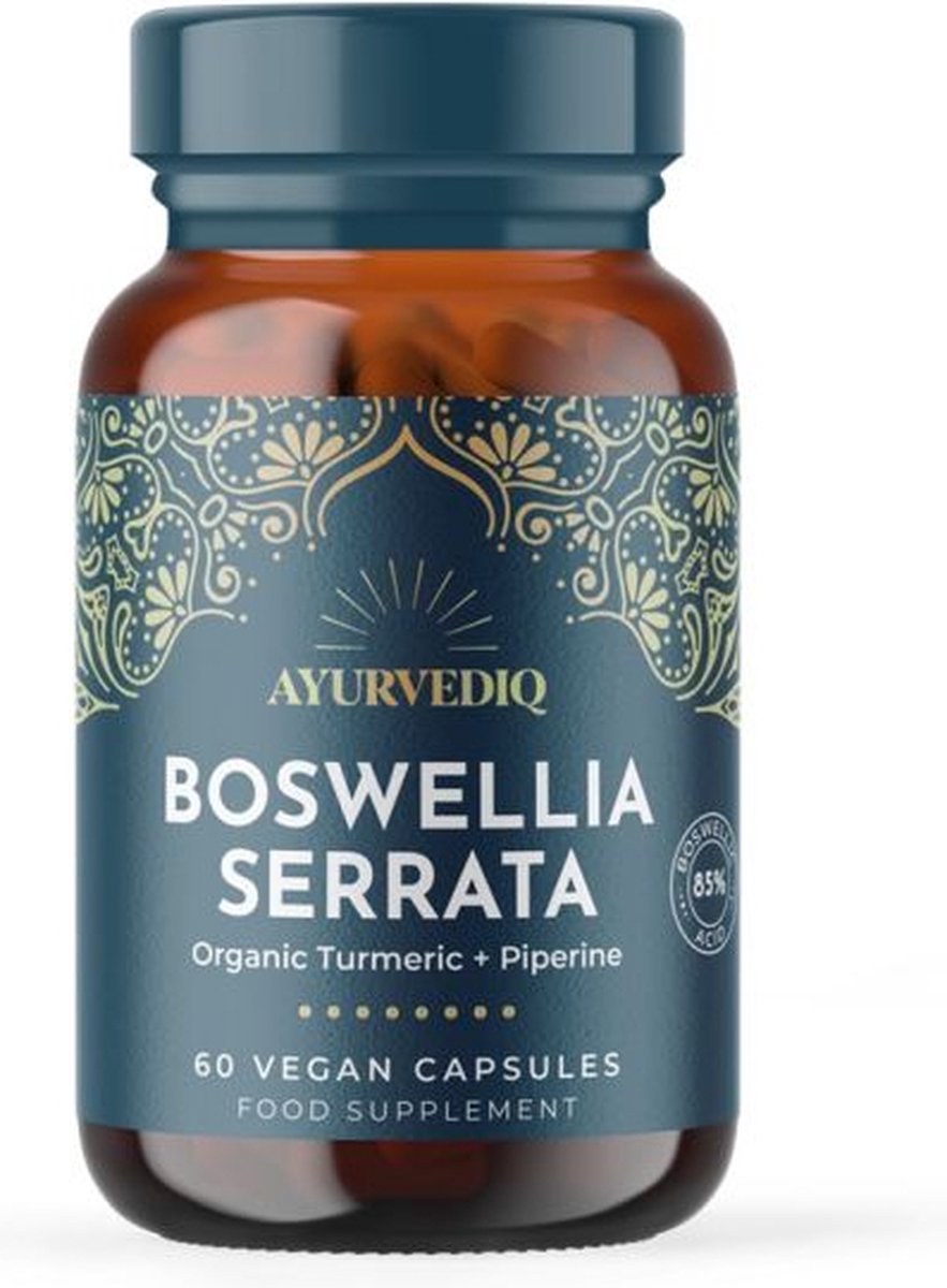 Goedkoopste Boswellia Serrata Capsules met Kurkuma & Zwarte Peper Extract Bio Organic Frankincense Wierook Extract Veganistisch Ayurvediq Wellness 60 stuks