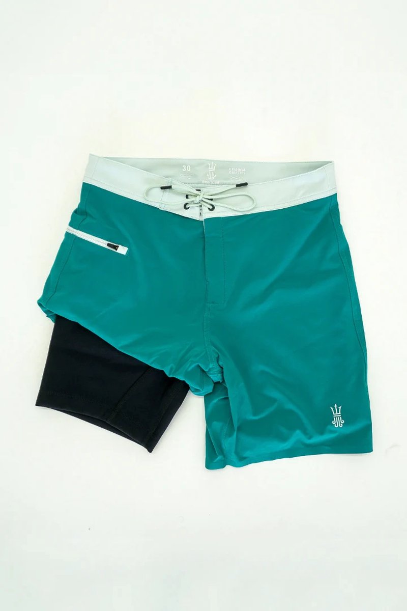 Driftline Boardshort Heren - Zwembroek met wetsuit voering - Kelp Green - Maat 34