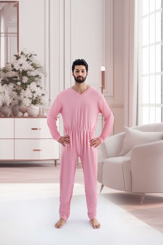 Foto: Hansop pyjama rugrits beenrits nachthemd lange mouwen plukpak maat xxl