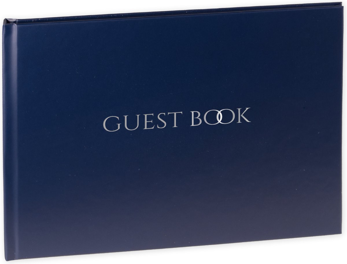 SecaDesign Gastenboek - GUEST BOOK - A4 formaat - donker blauw / zilver - receptieboek huwelijk