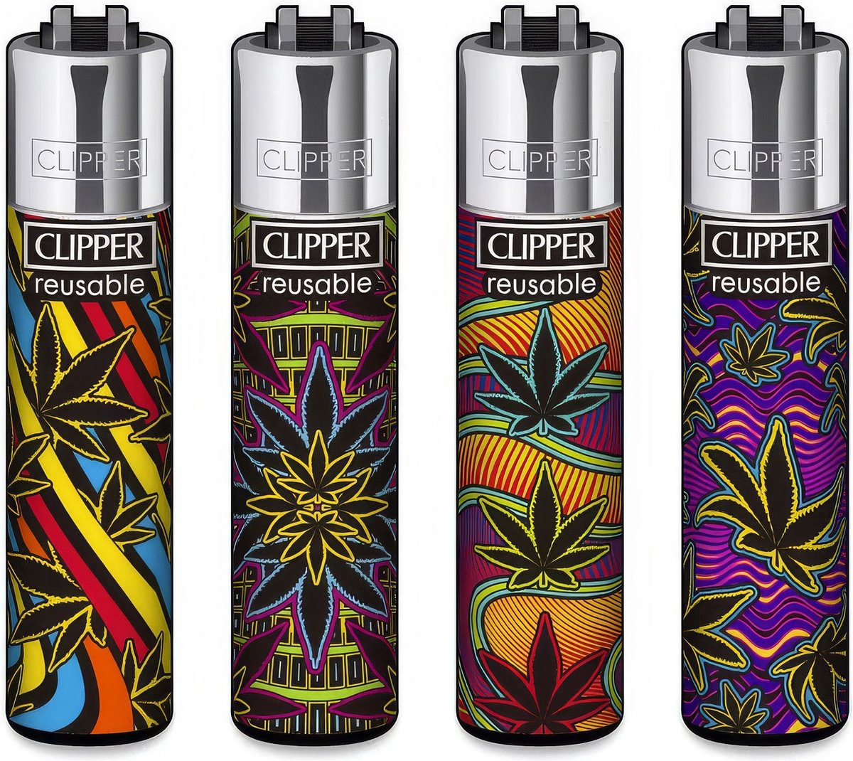 Goedkoopste Clipper Classic Large Aanstekers Neon Leaves 6 (4 Stuks