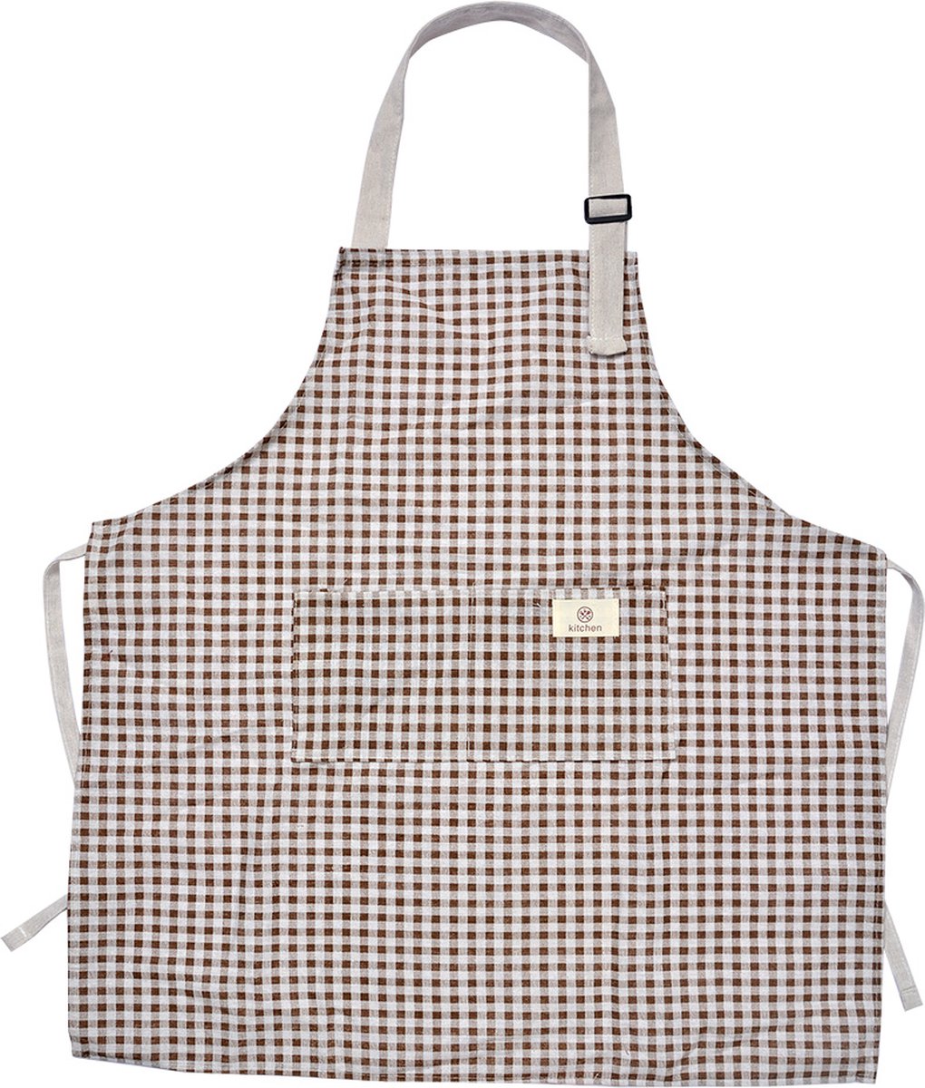 Clayre & Eef Keukenschort 65x70 cm Bruin Polyester Ruiten