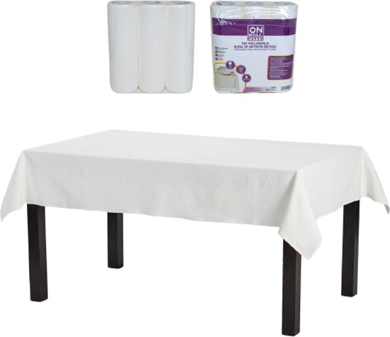 Foto: Tafelkleed wit op rol 3 rollen wegwerp waterproof wit on roll paper 100 x 120cm witte tafelpapier diner tafelpapier op rol voor feesten verjaardagen en evenementen