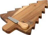 Decoris - Planche à découper avec couteau en bois d'Acacia forme Sapin de Noël