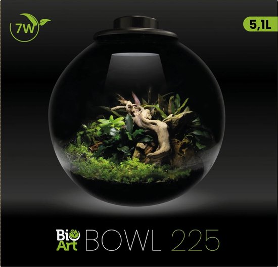 BIOART Bowl 225 Zwart 5,1 liter LED nano garden plantenterrarium