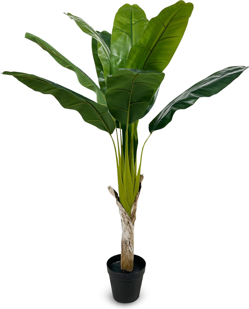 IvoQ Kunst Bananenplant 120 cm – Realistisch en Onderhoudsvrij – Perfect voor elke Interieurstijl