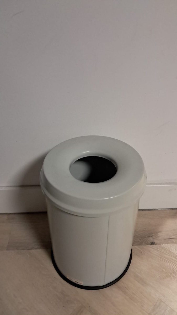 HELIT Metalen safety afvalbak - 15 liter - Metaal - Lichtgrijs - dxh 260x335 mm