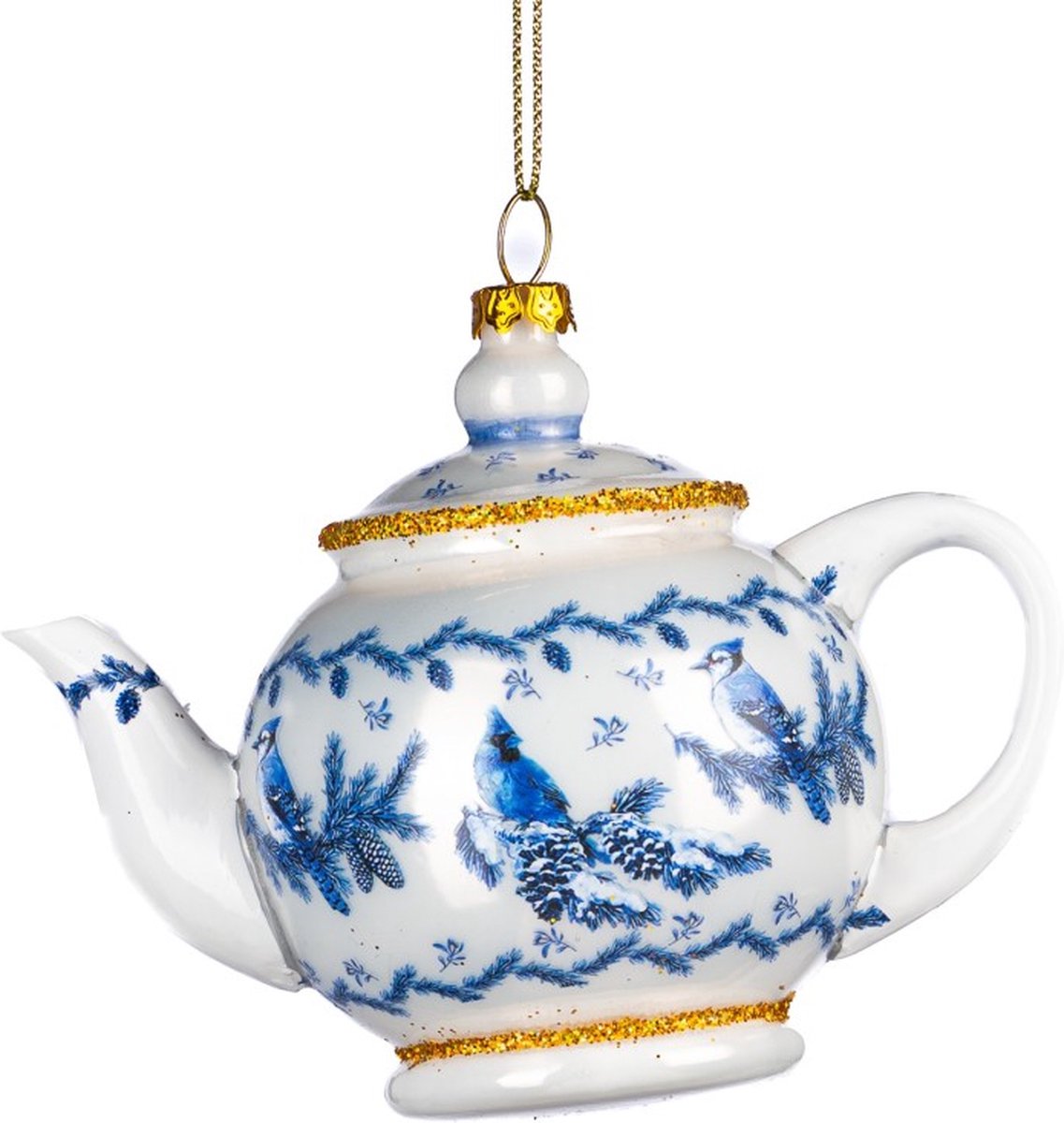 Goodwill Kersthanger Theepot Delftsblauw - Wit-Blauw - 11,5 Cm Delfsblauw