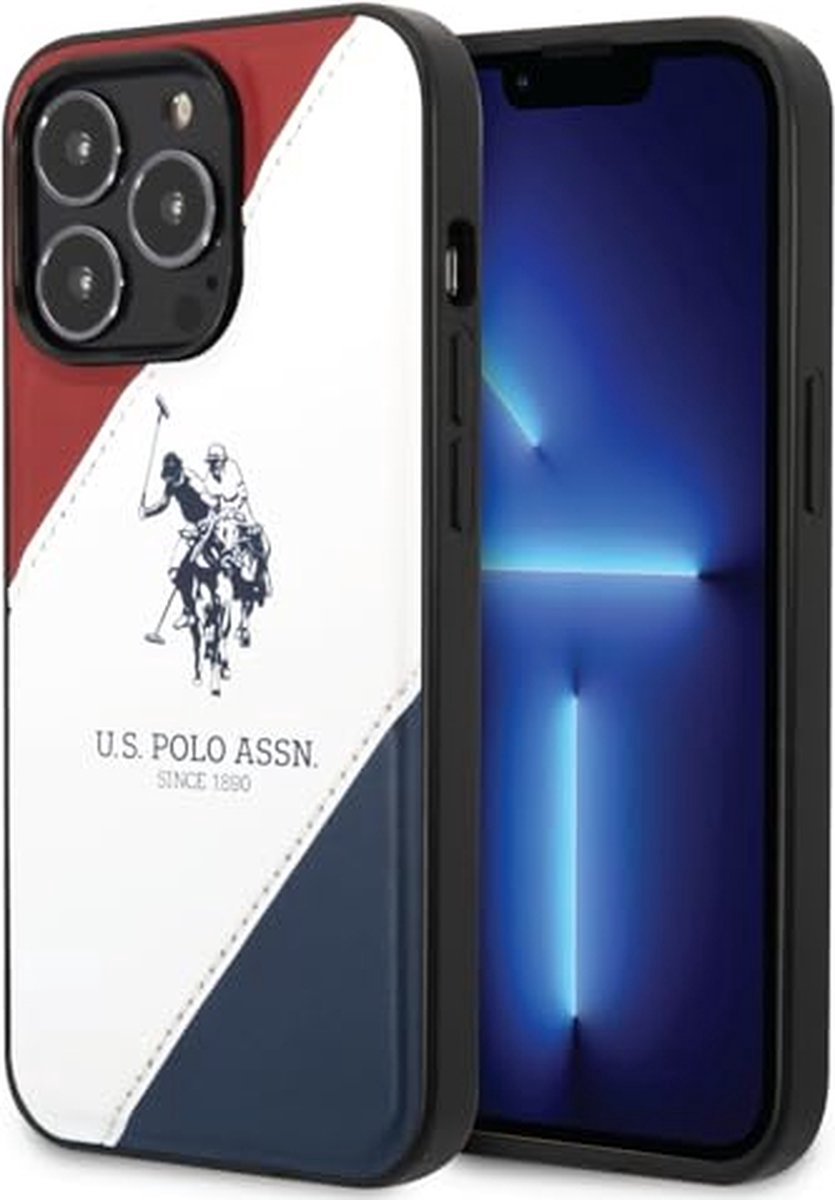 US Polo USHCP14LPSO3 Hulle fur iPhone 14 Pro 6,1" weiß/White Tricolor Embossed