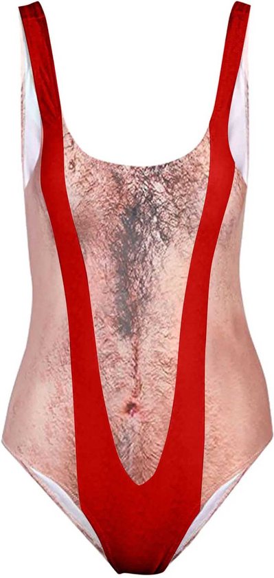 Maillot de bain femme drôle - Look Mankini homme poilu - Homme en String - Déguisements - EVJF