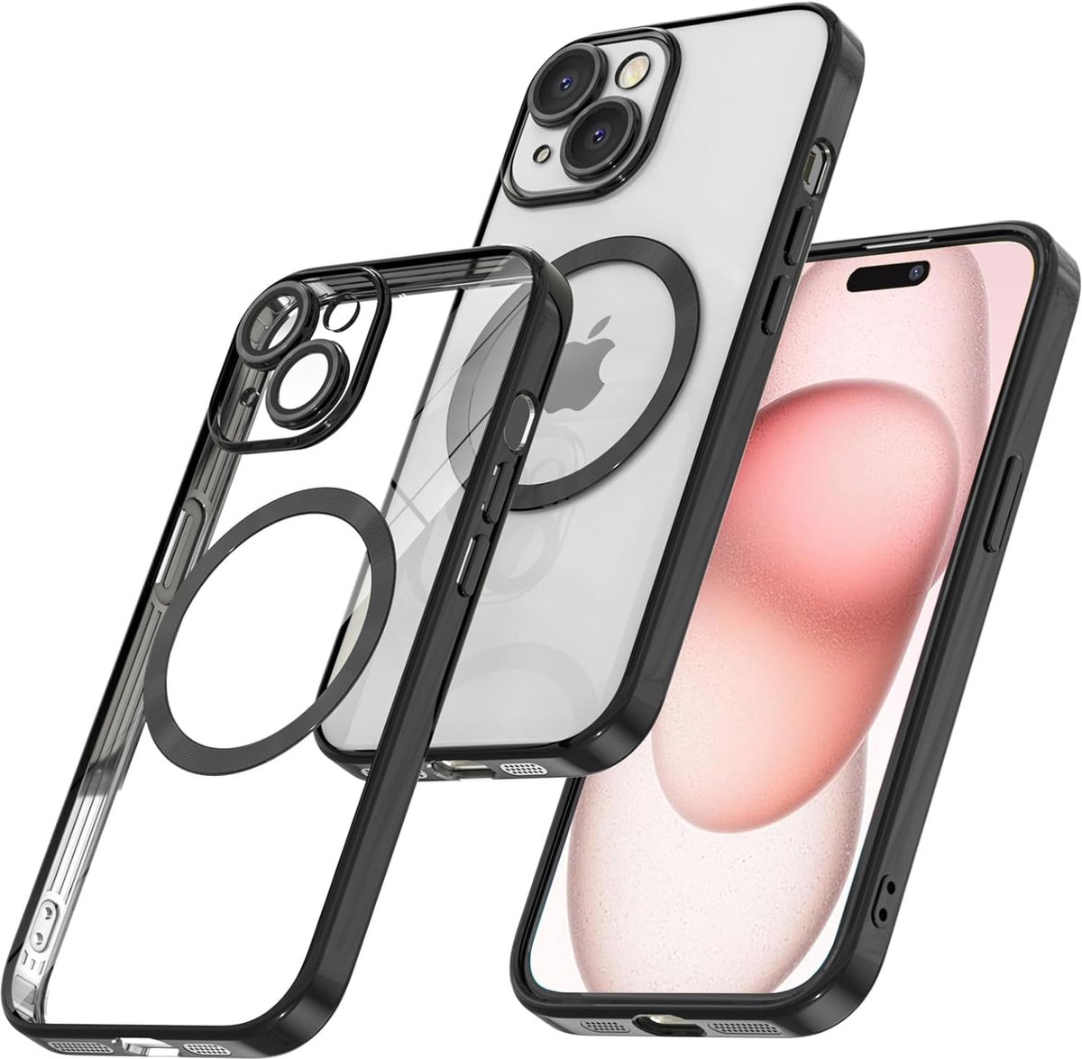 BixB hoesje geschikt voor iPhone 16 MagSafe siliconen Backcover - Zwart