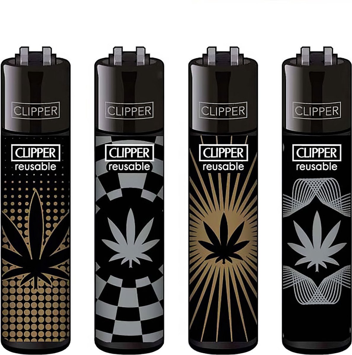 Goedkoopste Clipper Classic Large Aanstekers Gold & Silver Leaves (4 Stuks