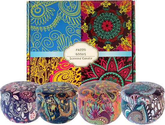 Pazzo Goods Kaarsen – Geurkaars - Geurkaarsen Geschenkenset – Geschenk – 4 Geuren – Bohemium