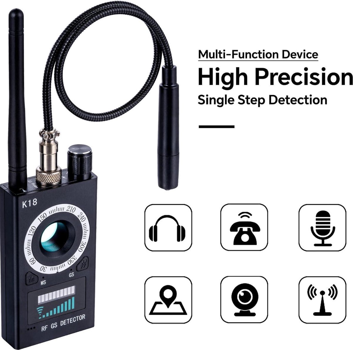 LawMate RD-30RF – Draagbare RF- en verborgen camera-detector LawMate RD-30RF – Draagbare RF- en verborgen camera-detector