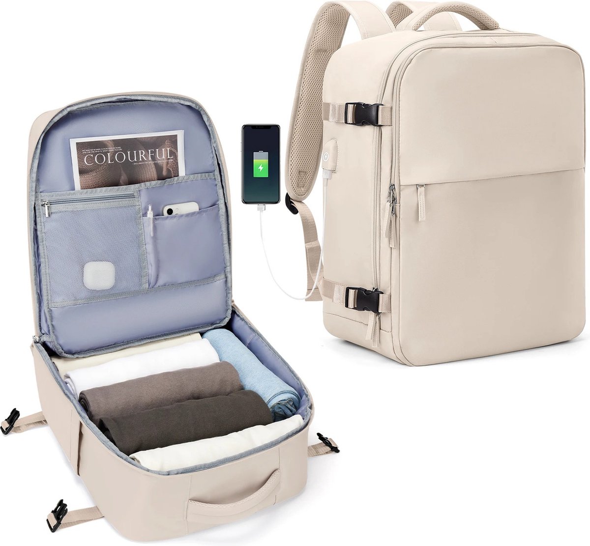 TANTOMI Handbagage-rugzak, rugzak, handbagage, vliegtuig, 43 x 30 x 20