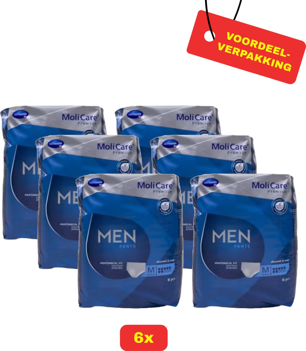 Goedkoopste 6x MoliCare Premium MEN PANTS 7 Drops - Maat M - 6x 8 stuks - Voordeelverpakking!