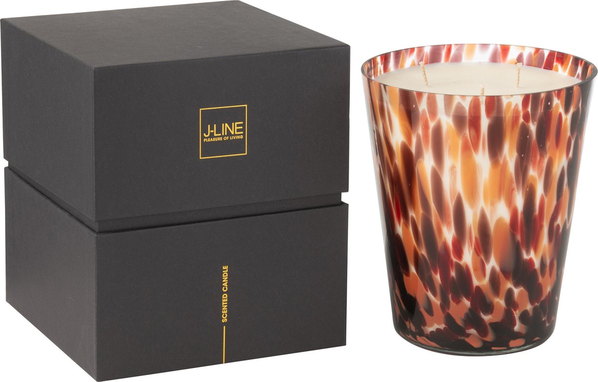 J-Line geurkaars Noa - Magnificient Birch - glas - rood - large - 95U Multi