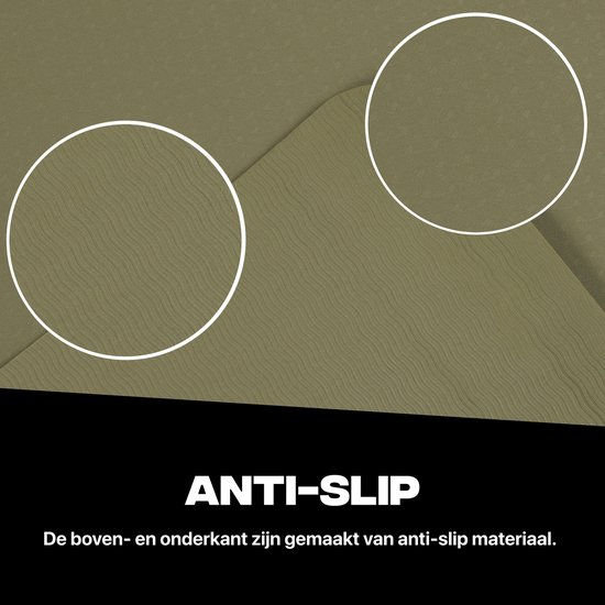Rockerz Deluxe Yoga mat - Fitness mat - Sport mat - Yogamat anti slip & eco - Extra Dik - Duurzaam TPE materiaal - Incl Draagtas - Olijfgroen van Rockerz — afbeelding 4