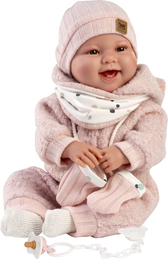 L22b Llorens popje soft body pop met blond haar en kleding 35 cm