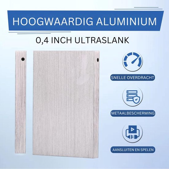 Harde Schijf Extern - Draagbare - 1TB Opslag - Zilver — afbeelding 2