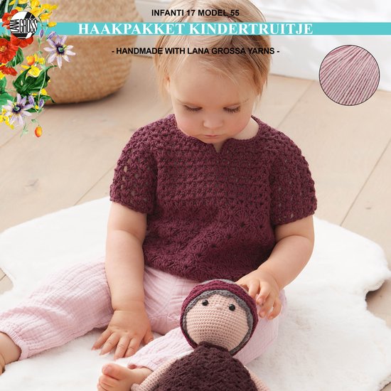Foto: Haakpakket kindertruitje met cool wool model 55 van infanti 17 mt 80 86 rozenhout