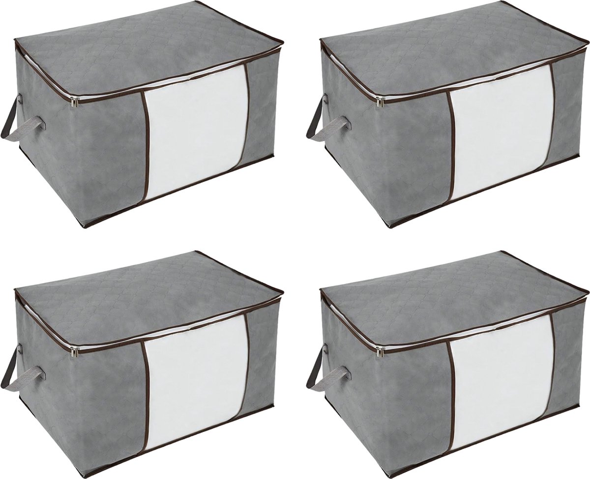 Somstyle Opbergzak voor Kleding - 4 Stuks - Dekbed Opberghoes - Kledingkast Organizer - Opbergtas - Grijs