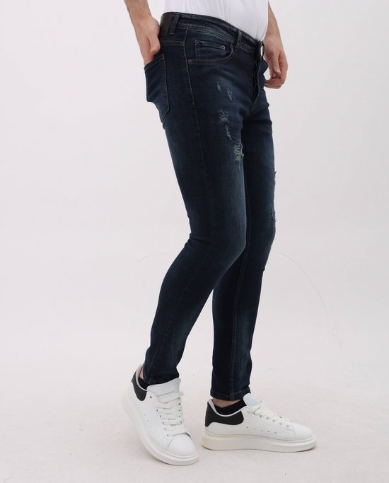 Jeans pour hommes coupe slim stretch avec déchirures - MM- S-107 - Blauw