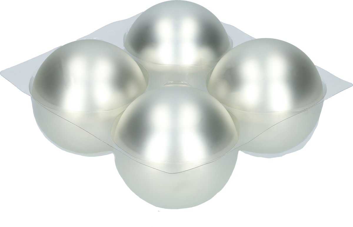 Glazen kerstballen - Set van 4stuks/100mm - Luxe kerst decoratie - Sfeervolle kerstversiering voor in de kerstboom - Glas - Matte Silver - Mat Zilver – foto 6