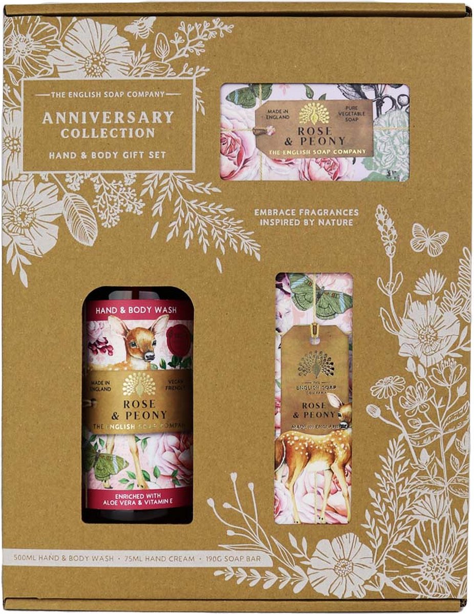 Goedkoopste English soap hand & body giftset Rose & Peony