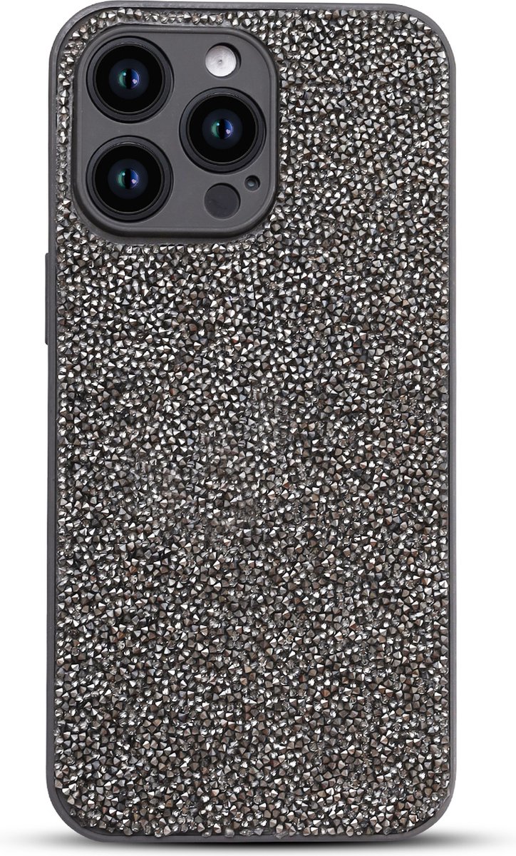 Casemania Hoesje Geschikt voor Apple iPhone 14 Pro - Zilver - Diamant Glitter Back Cover