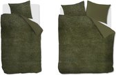 At Home by BeddingHouse Cosy Corduroy Dekbedovertrek - Eenpersoons - 140x200/220 cm - Groen