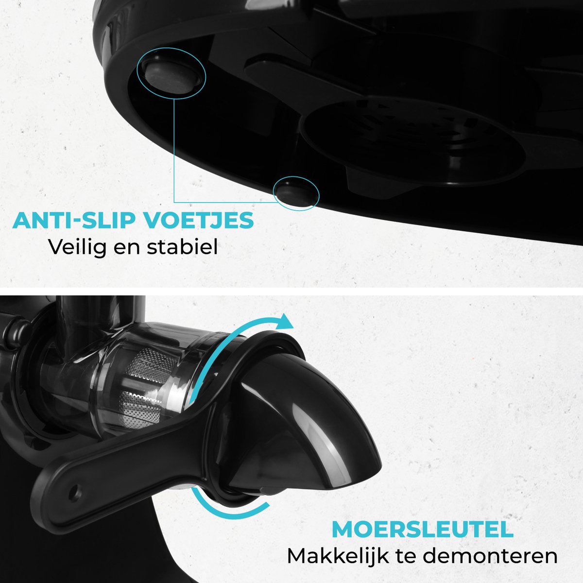 Fentic Slow Juicer - Sapcentrifuge voor Groenten en Fruit - Juicer met Pulpreservoir - Fruitpers - 700ml - Juice Maker - Antraciet thumbnail 2