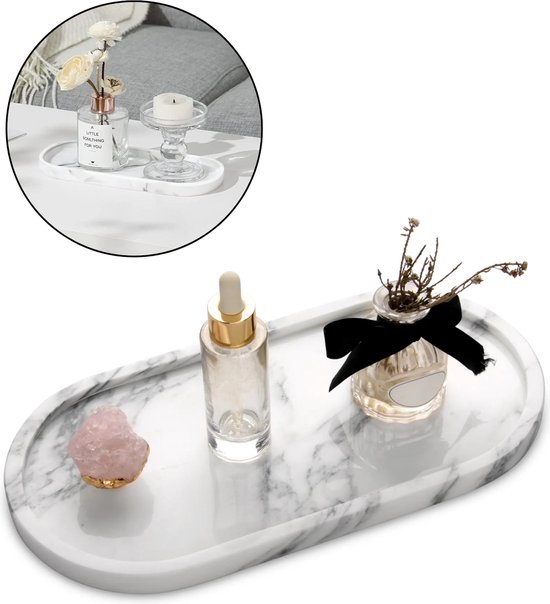 Boncy® Assiette à Bougie de Luxe Marbre Wit - Bougeoirs - Décoration de Tableau de Bougie - Assiette à Bougies