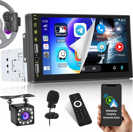Inefala Autoradio 1 DIN Draadloze Carplay & Android Auto 9 Inch Touchscreen 978358975