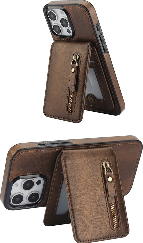 FFO2World MagSafe Étui portefeuille iPhone 16 Pro avec porte-cartes – Étui à rabat 2 en 1 amovible en cuir PU avec Protection RFID et béquille, compatible avec MagSafe – Marron