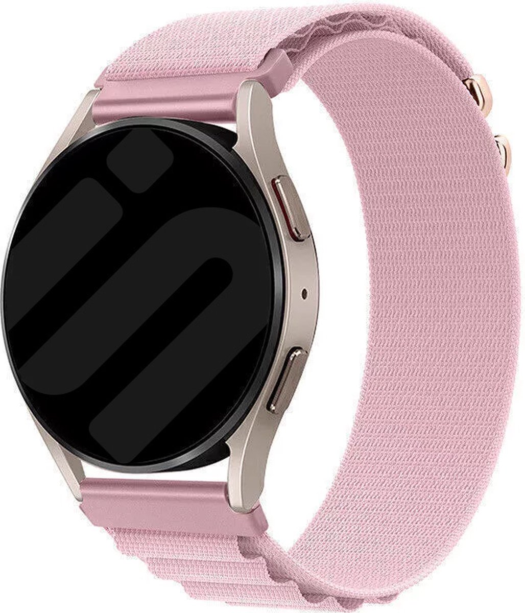 Strap-it Smartwatch bandje 20mm - Alpine nylon bandje geschikt voor Samsung Galaxy Watch Active (2) / Watch 3 - 41mm / Watch 1 - 42mm - Polar Ignite / Unite - Amazfit Bip / GTS - Withings ScanWatch 2 - 42mm / Nova / Steel HR Sport - roze